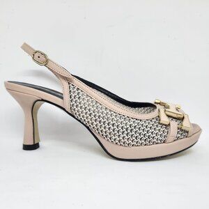 Dibia Women's Blush Pink Slingback High Heel W/Mesh & Top Embellishment Size 36